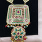 Hyderabadi Jadau Multi Color Square Pendent Rani Haar