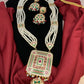 Hyderabadi Jadau Multi Color Square Pendent Rani Haar