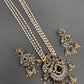AD Blue Stone Pendent Rice Pearl Mala