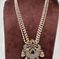 AD Blue Stone Pendent Rice Pearl Mala