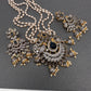 AD Blue Stone Pendent Rice Pearl Mala
