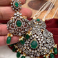 AD Green Stone Pendent Rice Pearl Mala