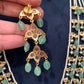 Multi Layer Three line Green Stone Real Emerald Beads Necklace