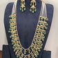Multi Layer Three line Green Stone Real Emerald Beads Necklace