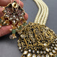 RamParivar Kundan Antique Victorian Polish Pendent Pearl Mala Necklace