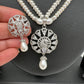 AD Pendent Double Line Real Freshwater Pearls Necklace