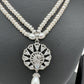 AD Pendent Double Line Real Freshwater Pearls Necklace