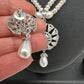 AD Pendent Double Line Real Freshwater Pearls Necklace