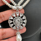 AD Pendent Double Line Real Freshwater Pearls Necklace