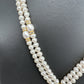 Emerald Green Stone AD Pendent Double Line Real Freshwater Pearls Necklace