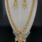Traditional Long Lakshmi Pendent Necklace with Red and Green Stone CZ and Pearls