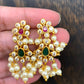 Traditional Long Guttapusalu with Red Green CZ and Pearls