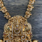 Indian Goddess Lakshmi Long Necklace in Matte Gold Polish