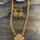 Indian Goddess Lakshmi Long Necklace in Matte Gold Polish