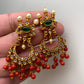 Red Beads Chandbali Style Medium Length Guttapusalu