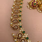 Peacock and Mango Pattern Red Green Kemp Stone Golden Polish Necklace