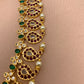 Peacock and Mango Pattern Red Green Kemp Stone Golden Polish Necklace