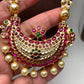 Red Stone Pendent Pearl Strands Necklace