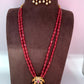 Peacock Pendent Necklace with Red Monalisa Beads