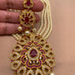 Peacock red and white stone pendent Pearl Raani Haar