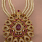 Peacock red and white stone pendent Pearl Raani Haar