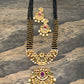 Peacock pendent Black and Golden Crystal Beads Long Necklace