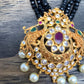 Multi Stone Floral pendent Black Crystal beads Long Necklace