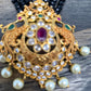 Multi Stone Floral pendent Black Crystal beads Long Necklace