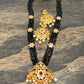 Multi Stone Floral pendent Black Crystal beads Long Necklace