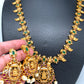 Matte Finish Goddess Lakshmi CZ Green Stones Long Necklace