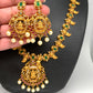 Matte Finish Goddess Lakshmi CZ Green Stones Long Necklace