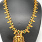 Matte Finish Goddess Lakshmi CZ Green Stones Long Necklace