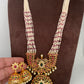 Pink Beads Micro Pearl Beads Red Green Stone CZ Pendent Long Necklace