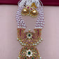 Pink Beads Micro Pearl Beads Red Green Stone CZ Pendent Long Necklace