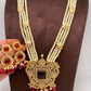 Red Stone CZ Red Beads and Pearl Long Rani Haar