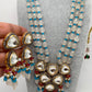 Kundan Dual Tone Victorian Gold Polish Pendent with Milky White Beads Necklace Set