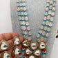 Kundan Dual Tone Victorian Gold Polish Pendent with Milky White Beads Necklace Set