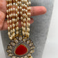 Coral Stone Victorian Finish Pendent Rice Pearls Rani Haar