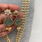Mint Green Stone Victorian Finish Pendent Rice Pearls Rani Haar