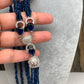 Blue Stone Pendent Twisted Blue Hydro Beads Long Necklace