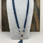 Blue Stone Pendent Twisted Blue Hydro Beads Long Necklace