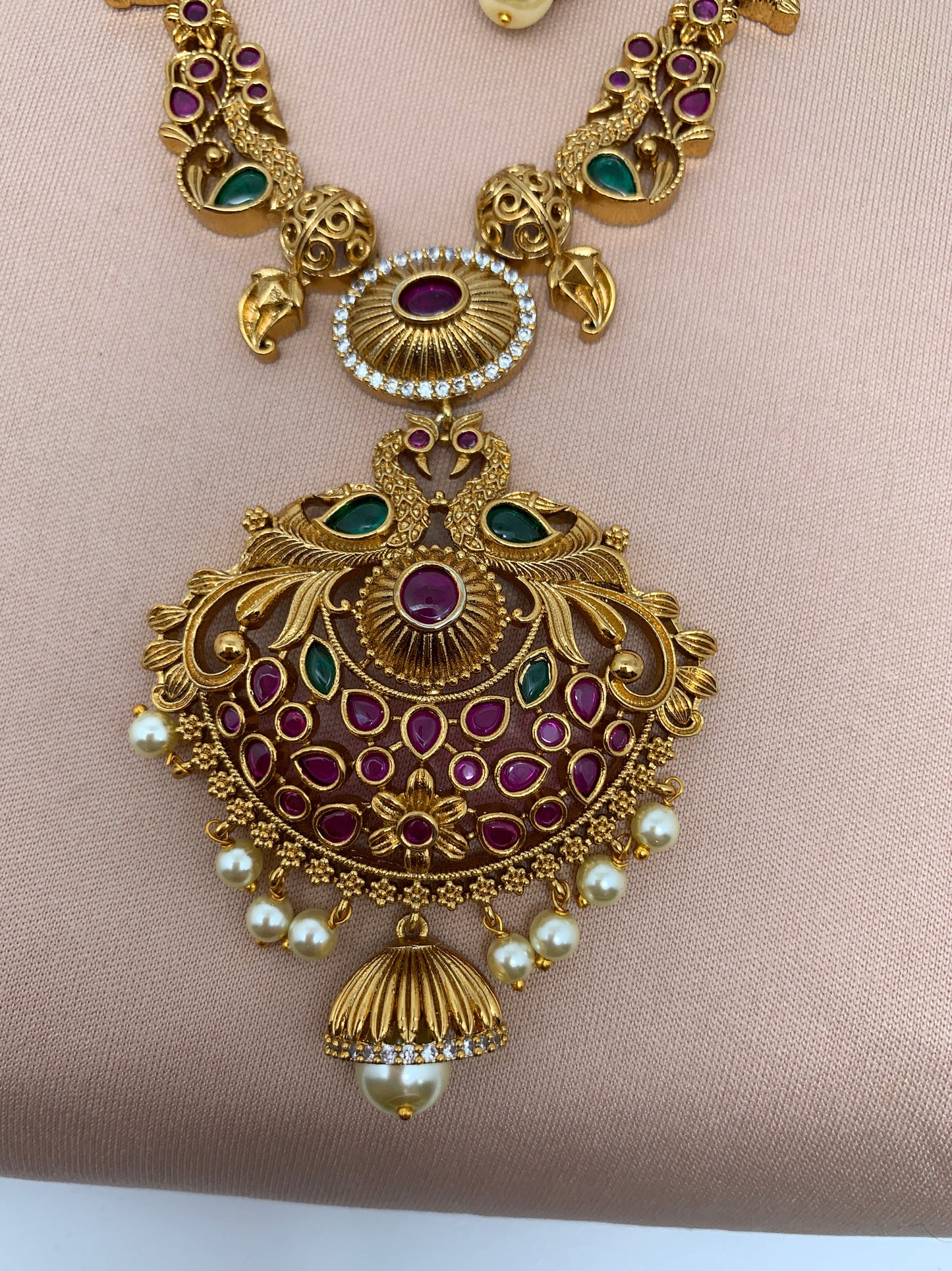 Multi Stone CZ Peacock Pendent Necklace