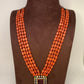 Red Green Stone AD Victorian Polish Pendent and Orange Monalisa Beads Necklace