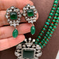 Green Stone AD Victorian Polish Pendent and Green Beads Necklace