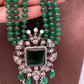 Green Stone AD Victorian Polish Pendent and Green Beads Necklace