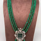 Green Stone AD Victorian Polish Pendent and Green Beads Necklace