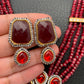 AD Red Stone Pendent Mint Maroon Beads Necklace
