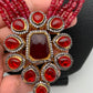 AD Red Stone Pendent Mint Maroon Beads Necklace