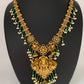 Goddess Lakshmi Matte Finish Green Beads Long Necklace