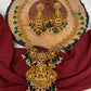 Goddess Lakshmi Matte Finish Green Beads Long Necklace